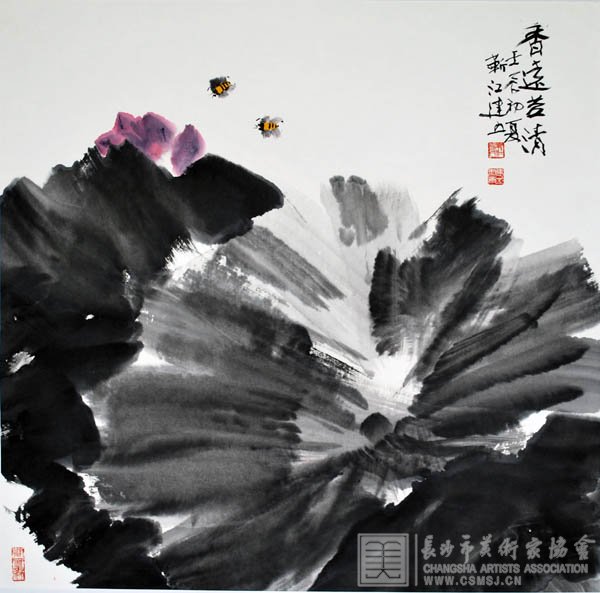 杨建五个人国画作品