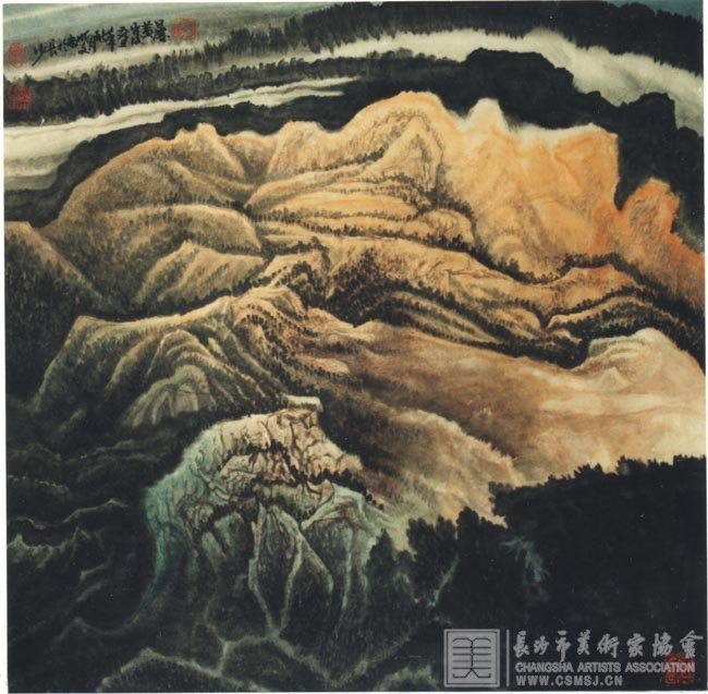 《落日黄昏后》  国画·1995年（68cm×68cm）