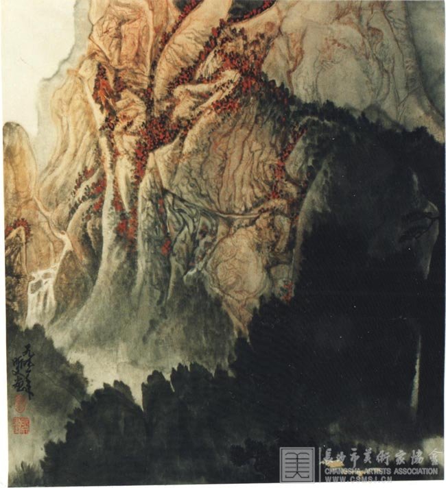 《峡谷新秋》  国画·1991年