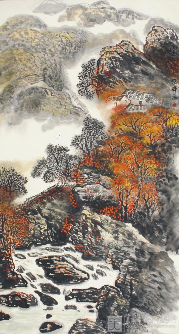 伍艳辉  中国画《家园》180cm x 97cm